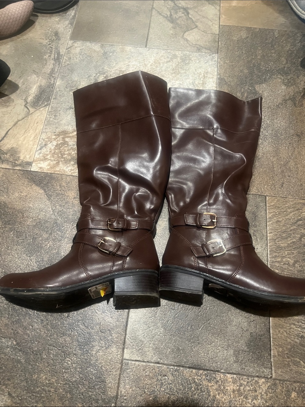 Arizona Jean Company Dark Brown Mid-Calf Buckle Riding Boots
